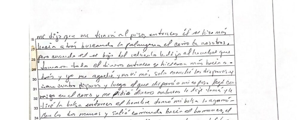 Fragmento de la declaración de Marta Gonón sobre la muerte de su esposo en 2004.